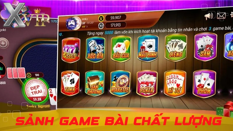 Sảnh game bài XVIP chất lượng cao